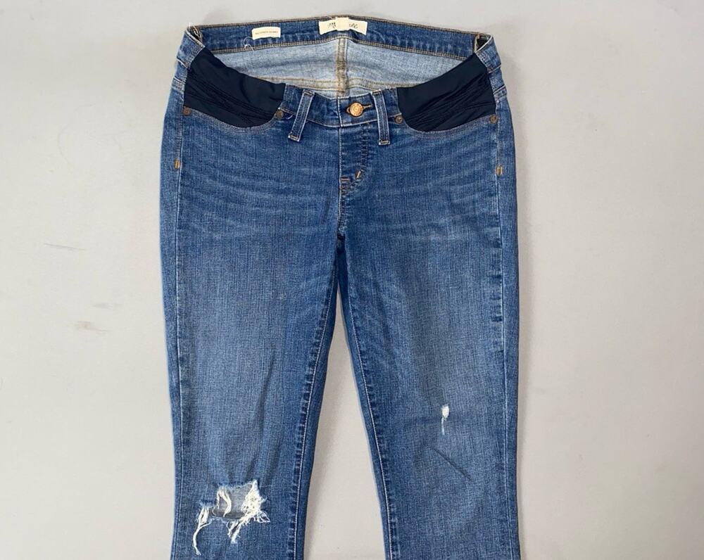 Madewell Maternity Skinny Flex Waist Destroyed Fray Stretch Denim Jeans. 29, GUC